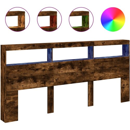 Maison Chic posteljno vzglavje - vzglavna omarica - nočna omarica led dimljeni hrast 220x17x102 cm, (21705905) Slike