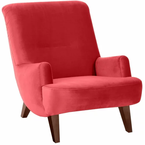 Max Winzer crvena fotelja sa smeđim nogama Brandford Suede