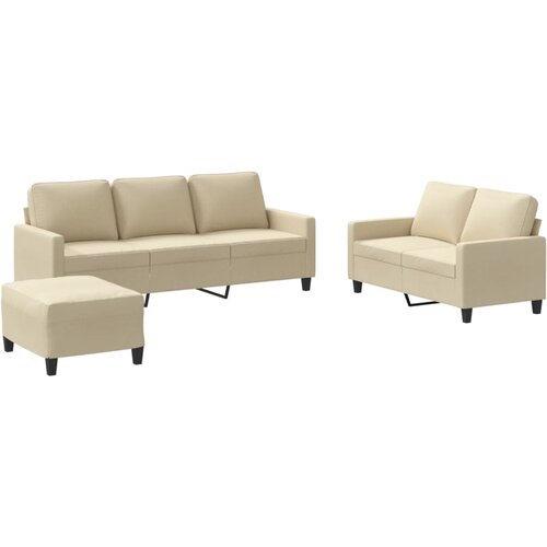 Maison Chic Sedežna garnitura - kavč 3-delna z blazinami krem blago, (21728378) Cene