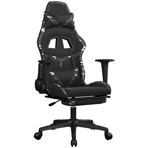VidaXL Gaming stol z oporo za noge črno in kamuflažno umetno usnje, (21152282) Slike