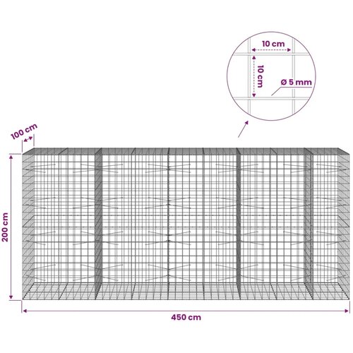  Gabion s žicom debljine 5 mm i mrežom 10x10 cm 450x100x200 cm - 100 cm 200 cm 450 cm Slike