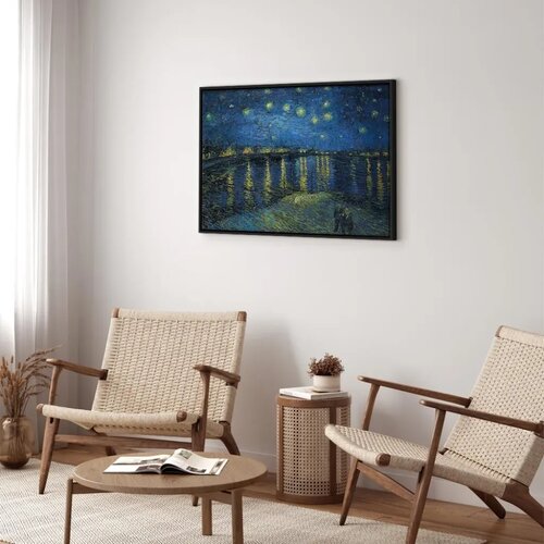  Slika - Vincent van Gogh &amp;ndash; Starry Night Over the Rh&amp;ocirc;ne 120x80 U crnom drvenom okviru Slike
