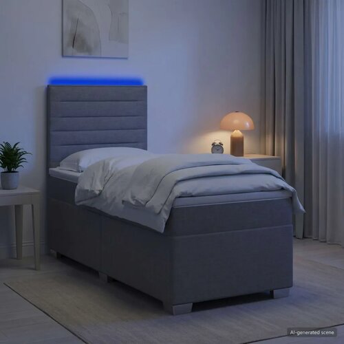  Boxspring krevet s madracem Svjetlosiva 90 x 190 cm Tkanina - Svjetlosiva 90 x 190 cm Dizajn linija Slike