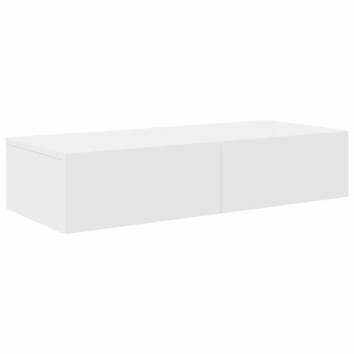  Zidna polica s ladicama bijela 80x33x17 cm izrađeno drvo Slike