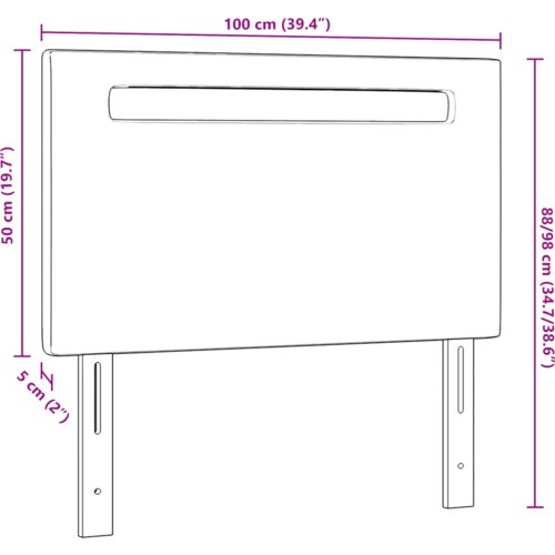  Naslon za glavu Plain Design Sivi 100 cm Umjetna koža Slike
