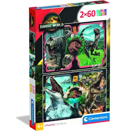 Clementoni Jurassic World preporod 2x60-delni Supercolor puzzle - Cene