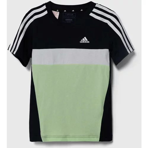 Adidas Otroška bombažna kratka majica zelena barva