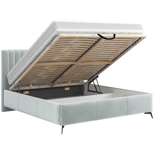 Hom`in OBLAZINJENA POSTELJA 140 cm x 200 cm , tekstil modrosiva Slike