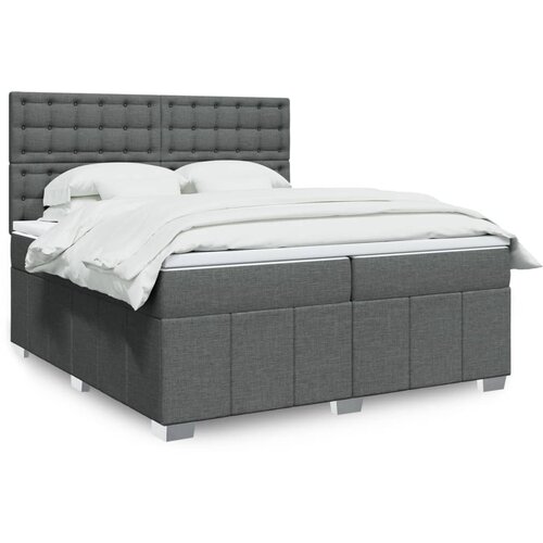 vidaXL Box spring postelja z vzmetnico temno siva 200x200 cm blago Cene