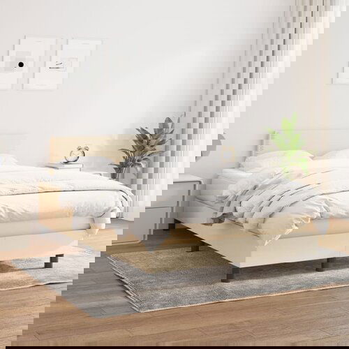 The Living Store Box spring postelja z vzmetnico krem 120x200 cm blago - Box Spring Postelja, (21514284) Slike