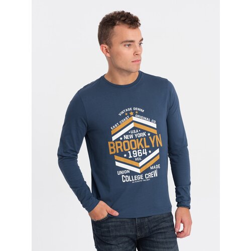 Ombre Men's collegiate style printed longsleeve - blue Cene
