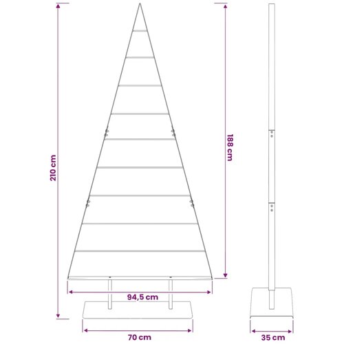  Metalna božićna jelka KUOPIO 210 cm Čelik Zlatno - 210 cm Zlatno Slike
