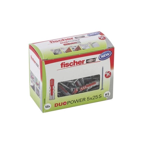 Fischer Duopower &Scaron;katla za zidne vložke in vijake (Premer zidnega vložka: 5 mm, Dolžina zidnega vložka: 25 mm, Vijak z vgrezno glavo, 50 kos) Cene