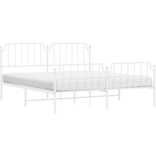 Metalni okvir kreveta uzglavlje i podnožje bijeli 183x213 cm Slike