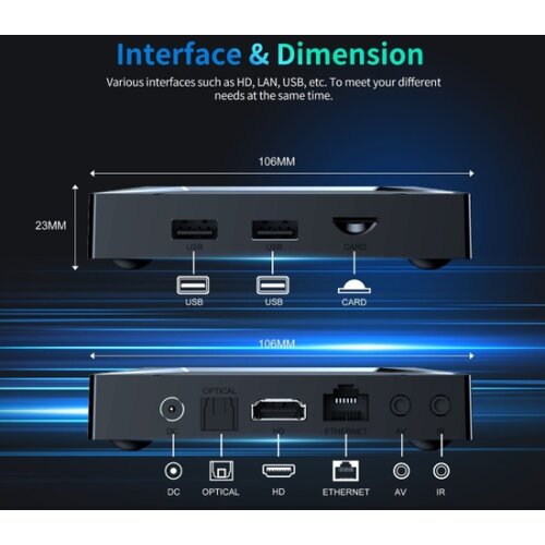 Gembird GMB-X96 M200 2/16GB smart tv box S905X5M quad arm G310V2, 2x4K 2.4&amp;amp;5G, 1000M, bt, android 14 Slike