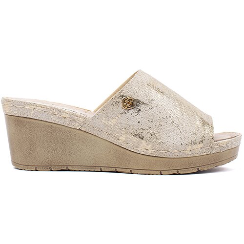 GOODIN Women's taupe wedge flip-flops Cijene