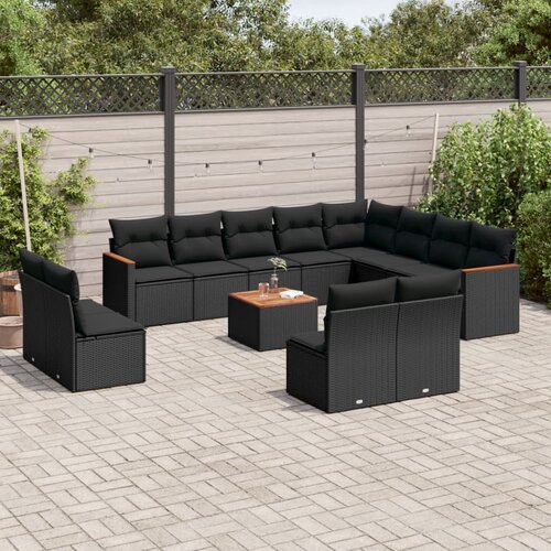  13-dijelni set vrtnih sofa s jastucima poliratan crni Cijene
