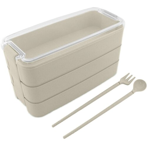  Prijenosna lunch box posuda za hranu 900 ml + bež pribor Slike