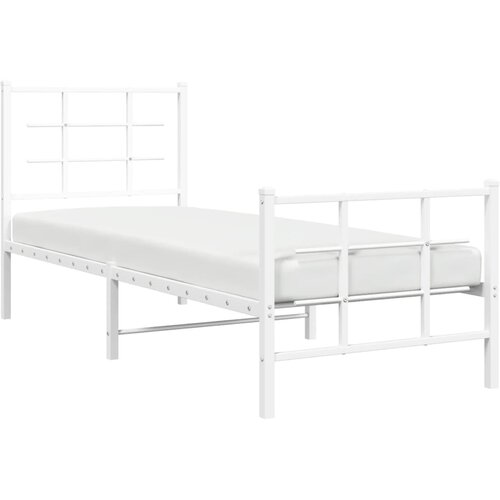  Metalni okvir kreveta uzglavlje i podnožje bijeli 75x190 cm Slike