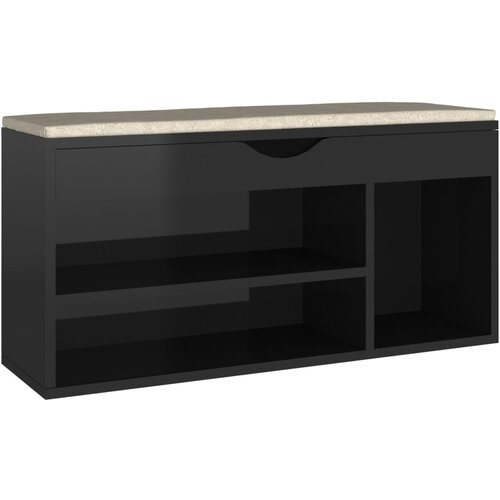 Maison Chic Klop za čevlje - Sedež za čevlje z blazino visok sijaj črna 104x30x49 cm, (21777225) Slike