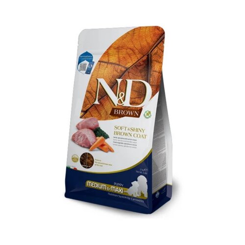  N&D Brown Dog Puppy Medium&Maxi lamb, spirulina & carrot 2kg Cene