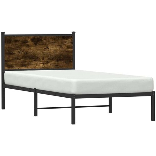VidaXL Metalni okvir kreveta s uzglavljem boja hrasta 90 x 190 cm Slike