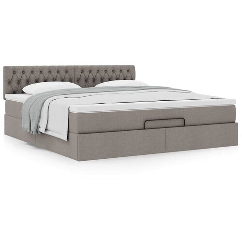 VidaXL Otomanski krevet s madracem smeđesivi 160x200cm od tkanine Slike