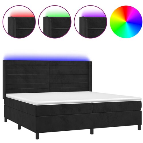 Maison Chic Box spring postelja - Vzmetna postelja z vzmetnico LED črna 200x200 cm žamet SL22374, (21891786) Cene