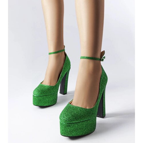 Gemre Green glitter block heels Bellamy Cene