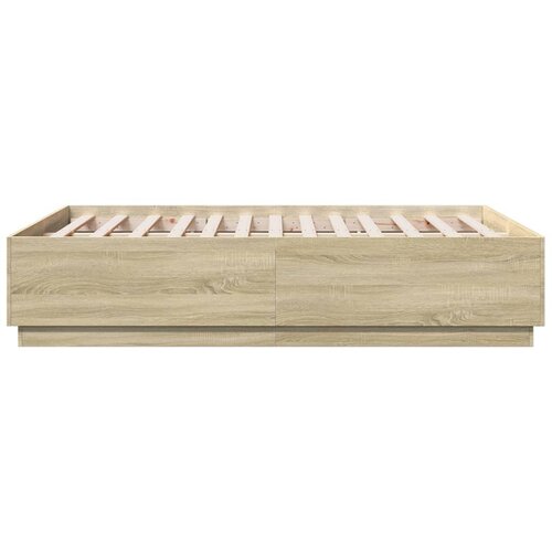  Okvir za krevet boja hrasta 120x190 cm od konstruiranog drva Smeđa 120 x 190 cm Slike