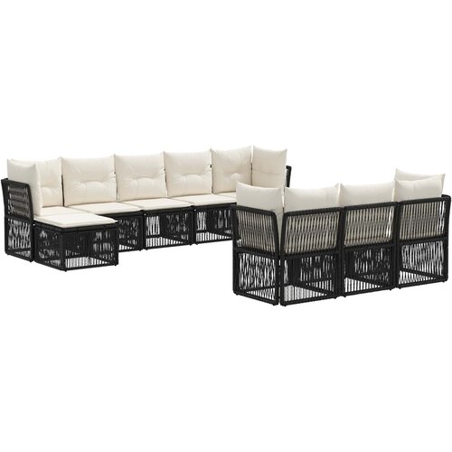  Sjedeća garnitura za vrt 10 kom. Crna poliratan 62 x 62 x 70 cm Slike