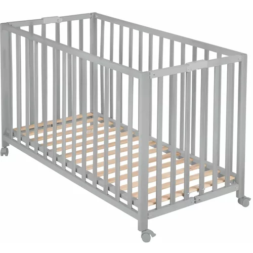 Roba Sivi dječji krevet na kotačićima/sklopivi 60x120 cm Fold up –