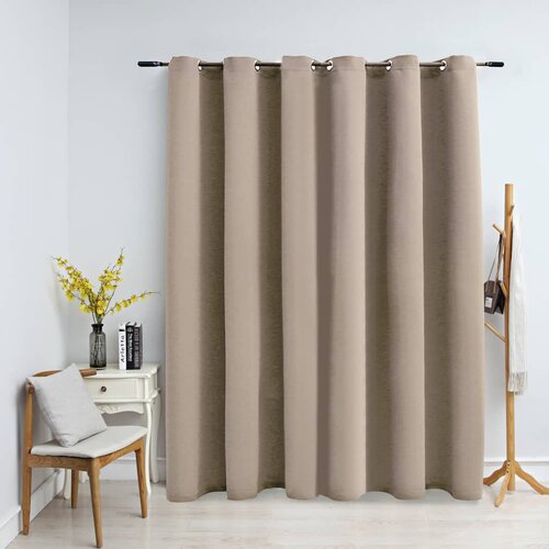 vidaXL Zavjesa za zamračivanje s metalnim prstenima bež 290 x 245 cm Cijene