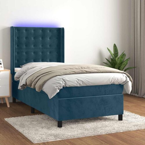  box spring s madracem LED tamnoplavi 90x200 cm bar&scaron;un Cijene