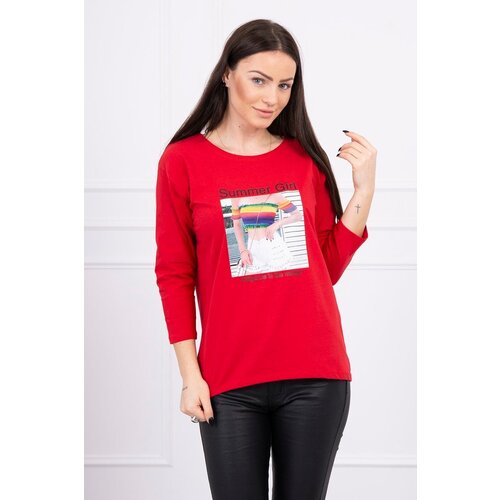 Kesi Blouse with Summer Girl print red Cene