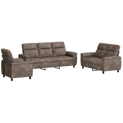  Set sofe 3 pcs Svjetlosiva Umetnička suknja koža - Svjetlosiva 1-sjedalo + 2-sjedalo (140 cm) + 3-sjedalo Slike