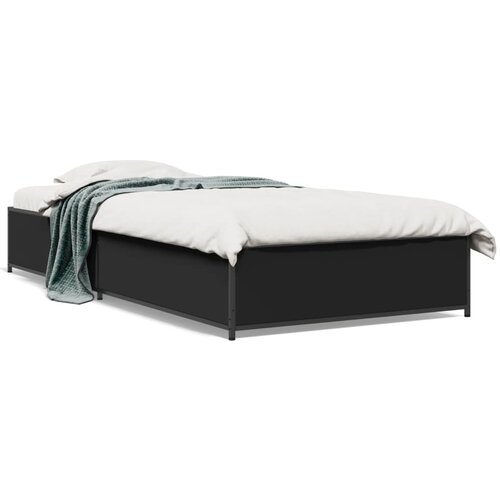 VidaXL Okvir za krevet crni 90 x 190 cm od konstruiranog drvo i metal Slike