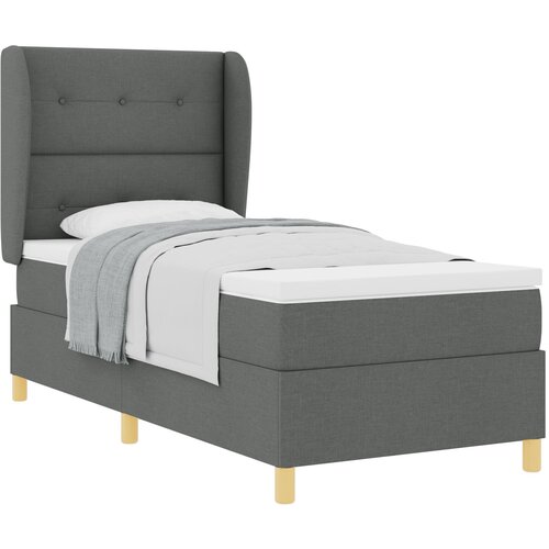 VidaXL Postelja s vzmetnico Temno siva 90x200 cm Tkanina Slike