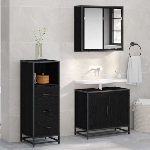  Set namje&scaron;taja za kupaonicu 3 pcs Crni hrast 65 x 33 x 60 cm Cijene