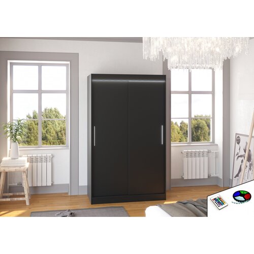 ADRK Klizni ormar COLLIN s LED rasvjetom, 120 cm - CRNA Slike