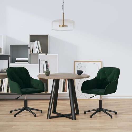 The Living Store Vrtljiv jedilni stol 2 kosa temno zelen žamet - Jedilni Stol, (21495513) Slike
