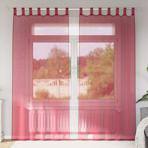 Voile zavjese s petljama 2 kom. vinsko crvene 140x225 cm Cene