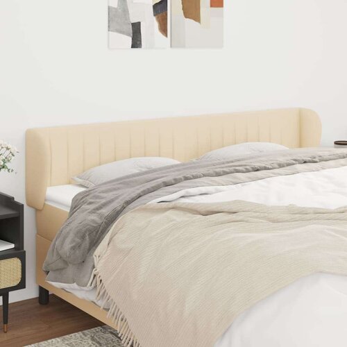  Vzglavje z u&amp;scaron;esi krem 163x23x78/88 cm blago Slike