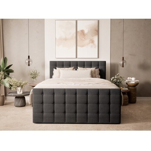 Maison de R&amp;ecirc;ve Antracitno sivi boxspring krevet s prostorom za odlaganje 160x200 cm Tasca &amp;ndash; Slike