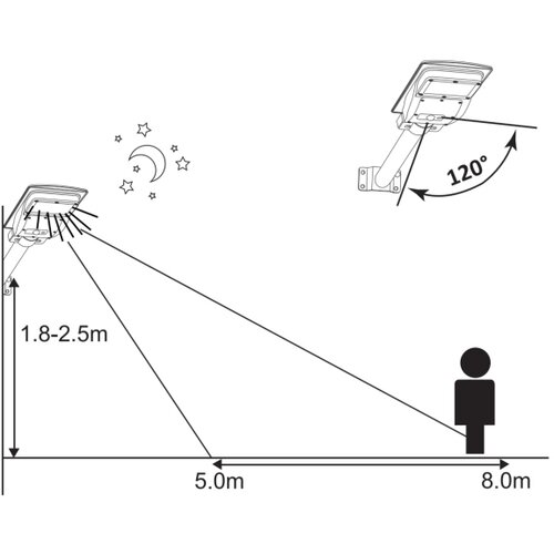  LED solarna ulična lampa sa senzorom STREET 2xLED/6W/3,2V IP65 + DO Slike