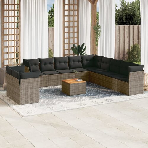 VidaXL 12-dijelni set vrtnih sofa od poliratana s jastucima sivi Slike