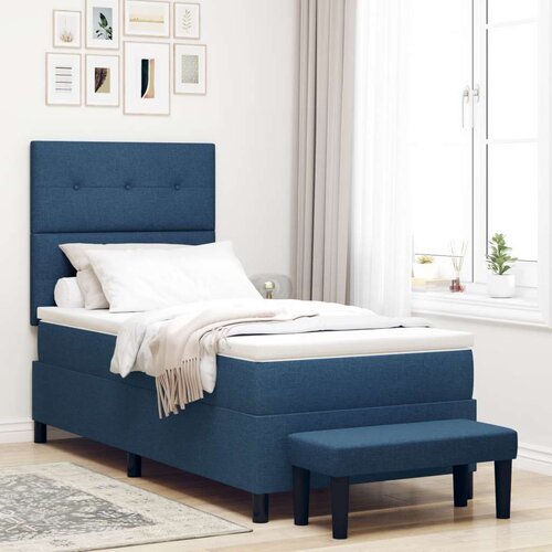  Kutni Krevet s Madracem i Klupicom Plava 90x190 cm Tkanina Slike