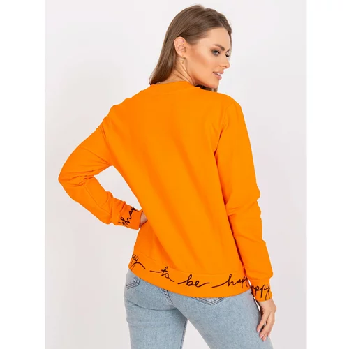 Fashion Hunters Orange women's sweatshirt without a hood with a zipper