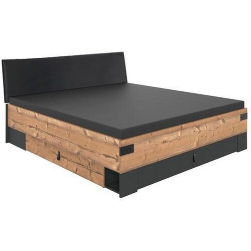 Time postelja 200 cm x 180 cm , leseni material barve grafita, barve smreke Slike
