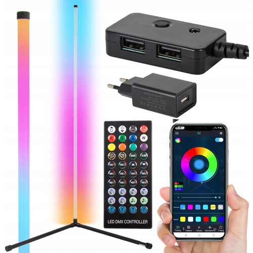  LED RGB kotna talna svetilka 100cm APP + daljinski upravljalnik Rainbow 3D Slike